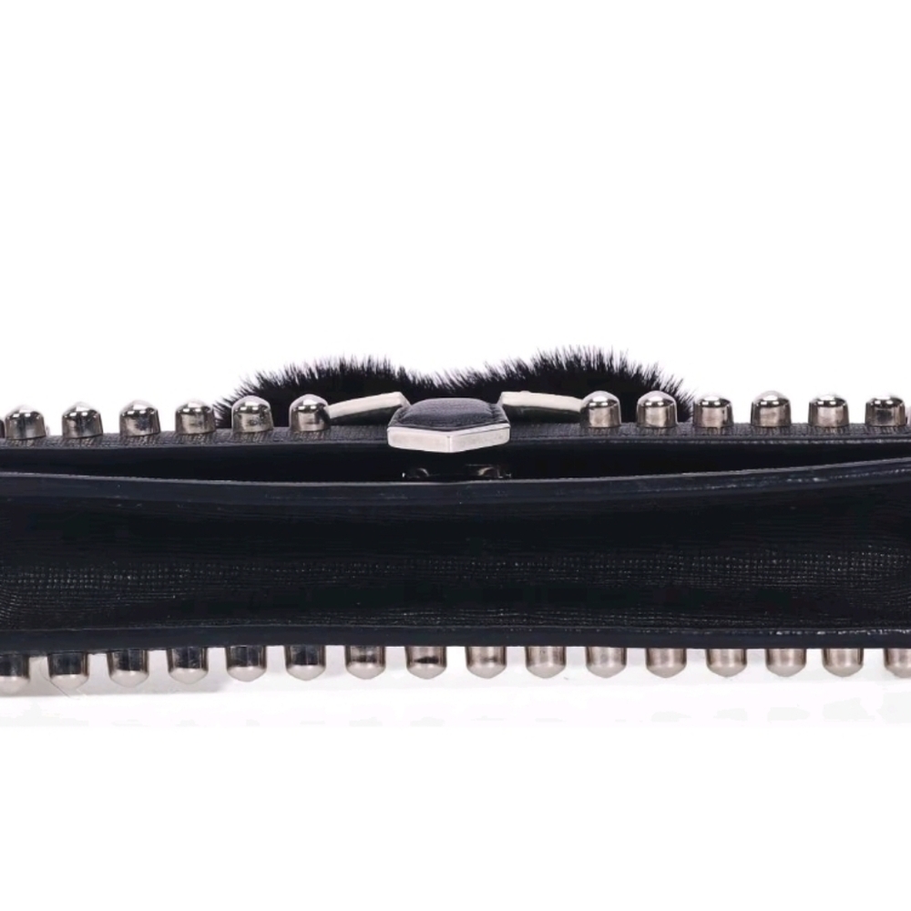FENDI Authentic Leather Karlito Studs Shoulder Bag Limited Edition Black W/COA - Picture 9 of 12